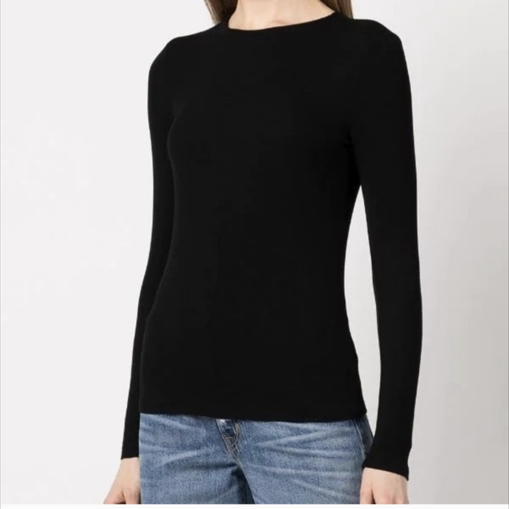 AG Adriano Goldschmied Black Ribbed Long Sleeve Top NWT